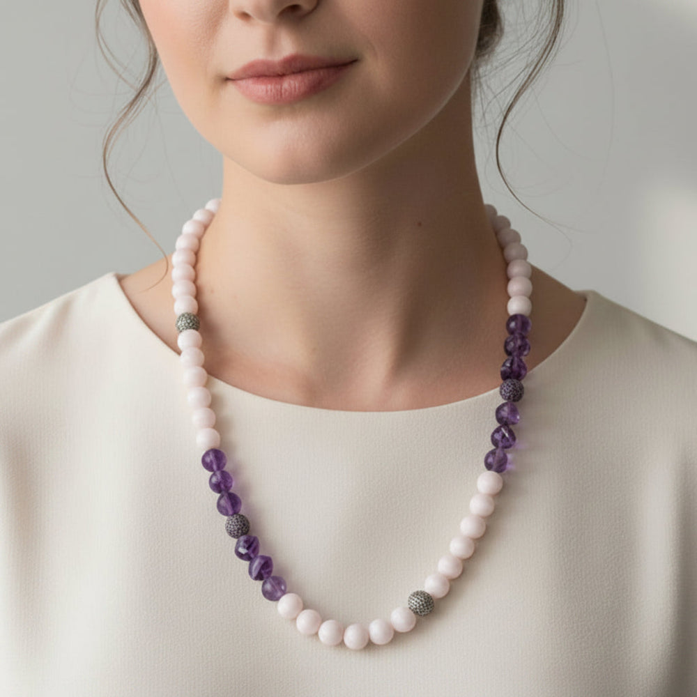 Amethyst & Pink Stone Necklace