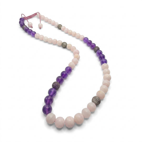 Amethyst &amp; Pink Stone Necklace