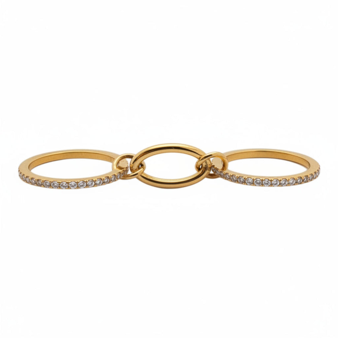 Three-Part Gold CZ Ring