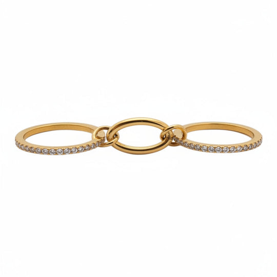 Three-Part Gold CZ Ring